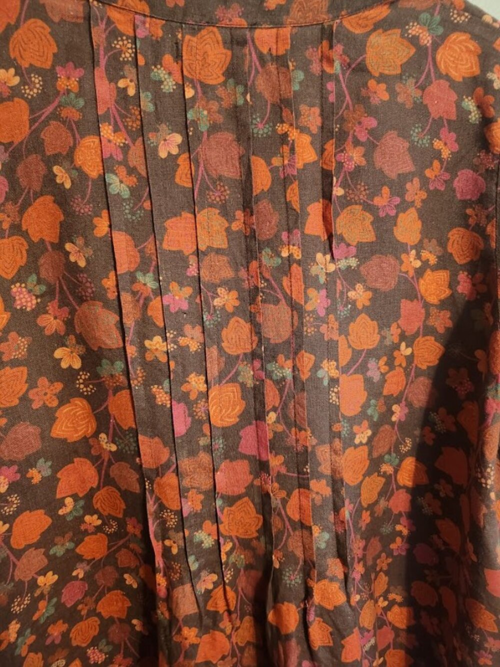Gudrun Sjogren Linnea Dress 100% hemp Size M Red and Orange Floral Pattern - Picture 6 of 13